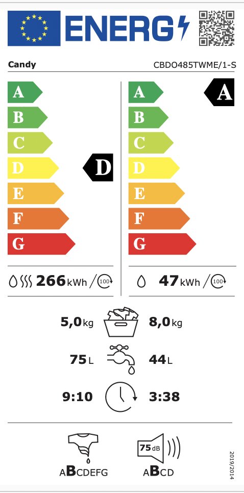 Candy CBDO485TWME/1-S cena un informācija | Veļas mašīnas | 220.lv