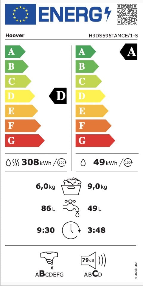 Hoover H3DS596TAMCE/1-S cena un informācija | Veļas mašīnas | 220.lv