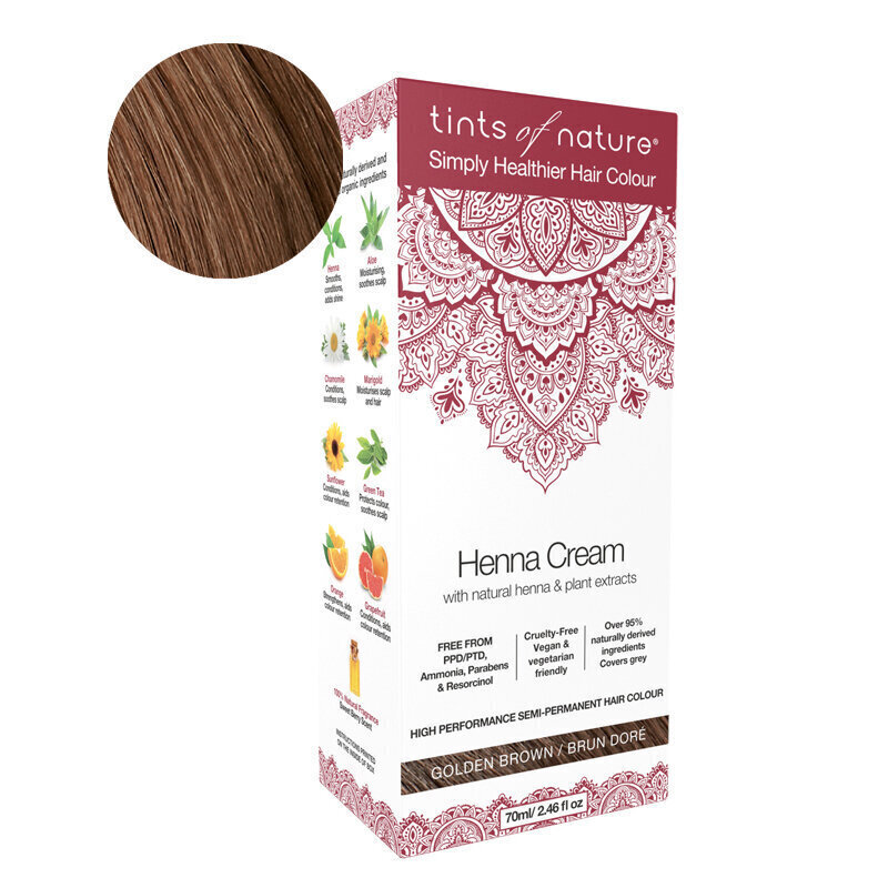 Dabīga matu krāsa TINTS OF NATURE Henna Cream Golden Blonde 70ml cena un informācija | Matu krāsas | 220.lv