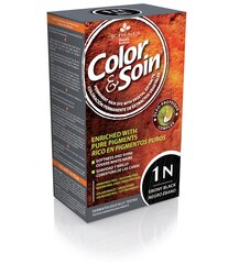 Стойкая краска для волос без агрессивных веществ Color&Soin № 1N, цвет черное дерево 135мл цена и информация | Краска для волос | 220.lv