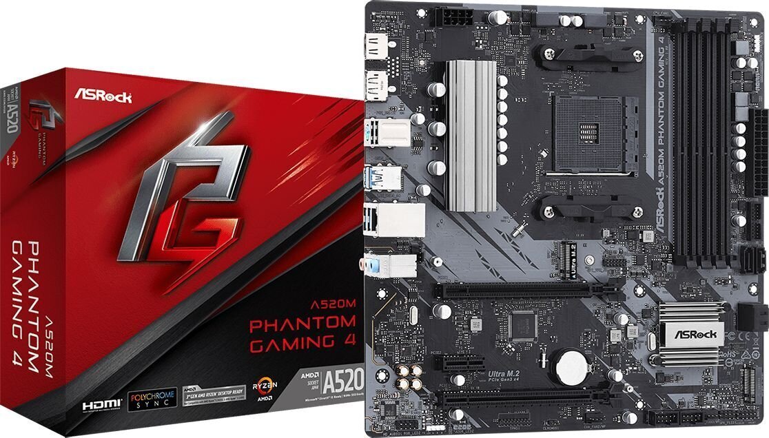 ASRock A520M PHANTOM GAMING 4 цена и информация | Mātesplates | 220.lv