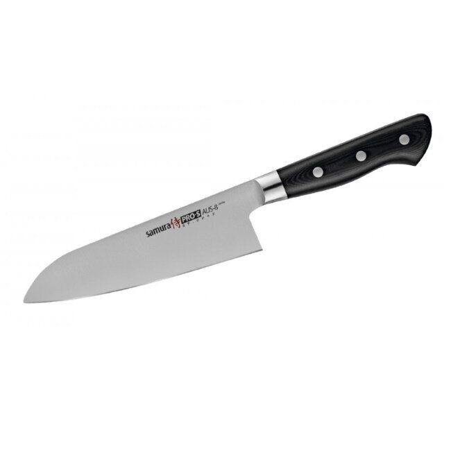 Universāls virtuves nazis SANTOKU 180mm Samura PRO-S no AUS 8 Japāņu tērauda 58 HRC cena un informācija | Naži un to piederumi | 220.lv