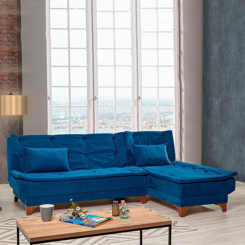 Stūra dīvāns Artie Kelebek, zils cena un informācija | Stūra dīvāni | 220.lv