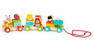 Koka Rotaļu vilciens ar klucīšiem EcoToys cena un informācija | Rotaļlietas zīdaiņiem | 220.lv