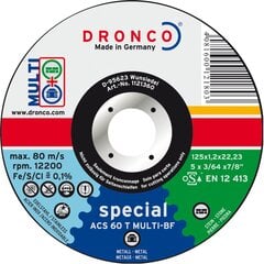 Pежущий диск DRONCO ACS 46/ ACS 60 T MULTI T41 (115 x 1,2 x 22,23) цена и информация | Шуруповерты, дрели | 220.lv