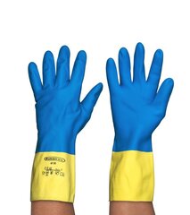 Перчатки хозяйственные с хлопковым напылением HP300 32см желто-синие L (пара) цена и информация | Чистящие средства | 220.lv