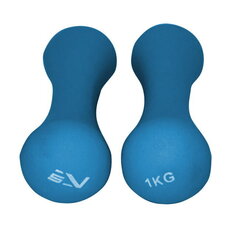 SportVida Ergonomiskas formas VinVinila pārklājuma Hanteļu komplekts 2 * 1 KG Neo Zils цена и информация | Гантели, гири, штанги | 220.lv