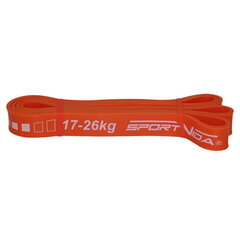 Резина высокого сопротивления для фитнеса и TRX SportVida, 2080х28х4.5 мм, (17-26 кг), оранжевая цена и информация | Фитнес-резинки, гимнастические кольца | 220.lv