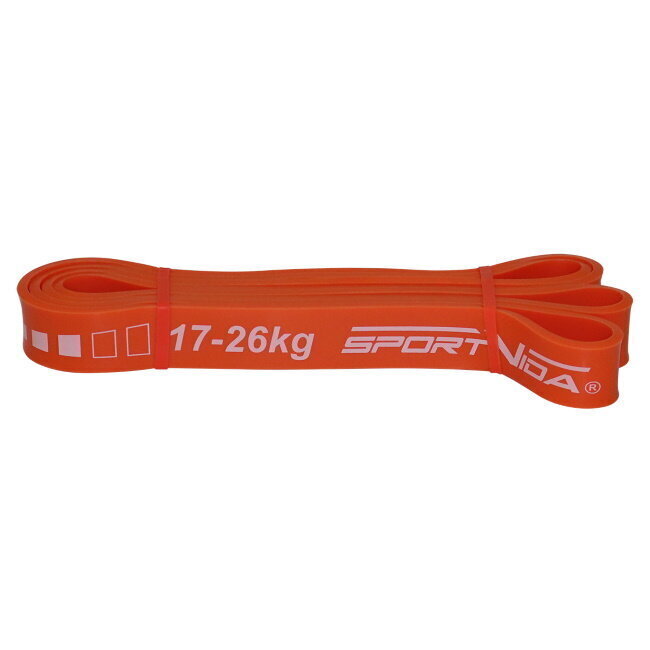 SportVida Augstas pretestības gumija Fitnesa treniņiem 2080 * 28 * 4.5 MM (17-26kg) Oranža цена и информация | Fitnesa gumijas, gredzeni | 220.lv