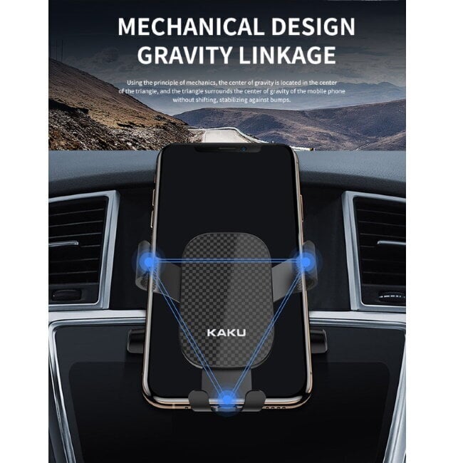 Universāls 360 grādu rotējošs auto restes stiprinājums ar gravitācijas telefona fiksējumu iKaku KSC-256, melns cena un informācija | Auto turētāji | 220.lv