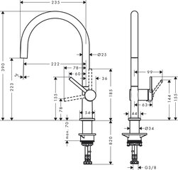 Смеситель для кухни Hansgrohe Talis M54 220, матовый черный, 72804670 цена и информация | Кухонные смесители  | 220.lv