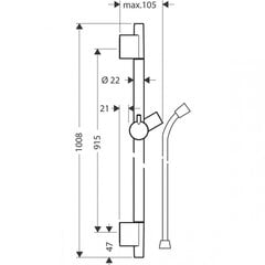 Hansgrohe UnicaS Puro dušas statīvs 0,90 m ar šļūteni, Matt Black, 28631670 cena un informācija | Dušas komplekti un paneļi | 220.lv