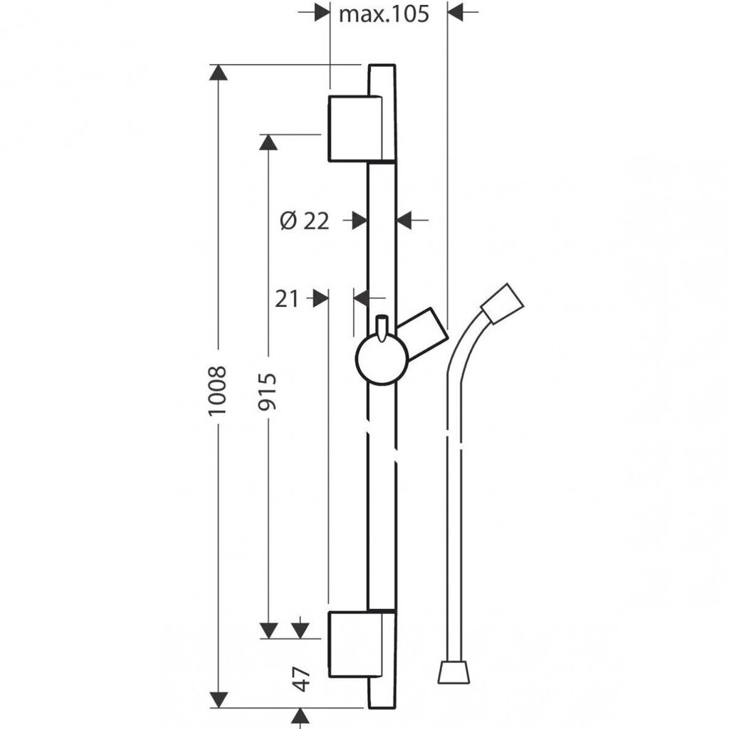 Hansgrohe UnicaS Puro dušas statīvs 0,90 m ar šļūteni, Matt Black, 28631670 цена и информация | Dušas komplekti un paneļi | 220.lv