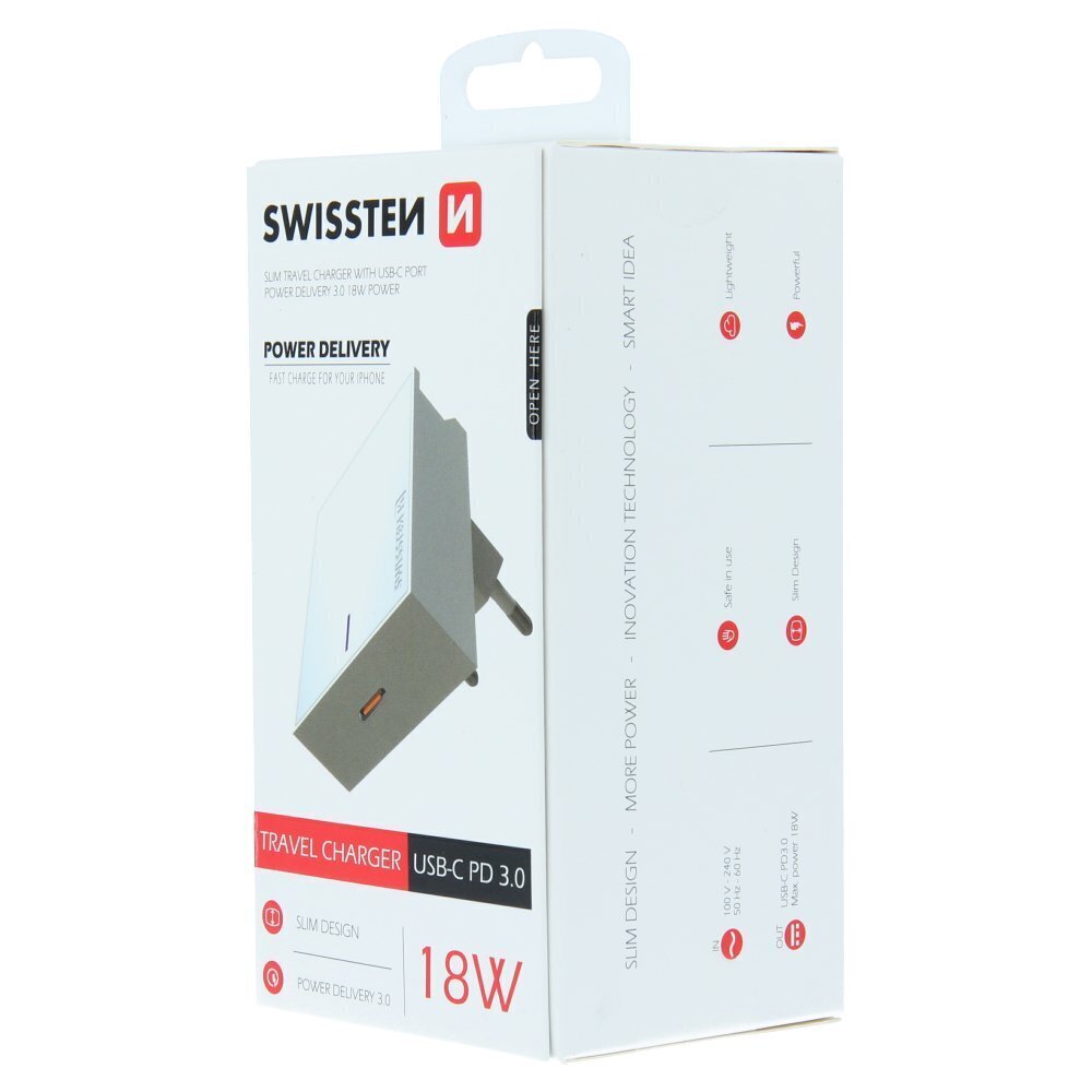 Swissten Premium 18W Travel Charger USB-C cena un informācija | Lādētāji un adapteri | 220.lv