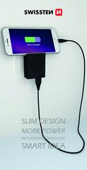 Swissten Premium Tīkla Lādētājs 2x USB QC3.0 23W, melns cena un informācija | Lādētāji un adapteri | 220.lv