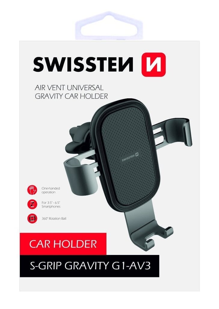 Universāls auto telefona stiprinājums ventilācijas restei Swissten S-GRIP G1-AV3 Metal Age Gravity 360, sudraba цена и информация | Auto turētāji | 220.lv