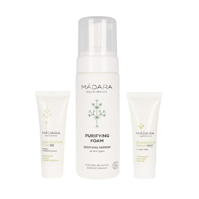 Komplekts Madara Become Organic Deep Moisture Starter: attīrošas putas, 150 ml + mitrinošs līdzeklis, 25 ml + nakts krēms, 25 ml cena un informācija | Sejas ādas kopšana | 220.lv