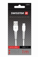 Datu un uzlādes kabelis 1m Swissten Basic Universāls Quick Charge 3.1 USB-C, balts cena un informācija | Savienotājkabeļi | 220.lv