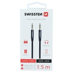 AUX vads 3.5 mm -> 3.5 mm 1.5m Swissten Textile Premium, melns cena un informācija | Swissten Televizori un piederumi | 220.lv