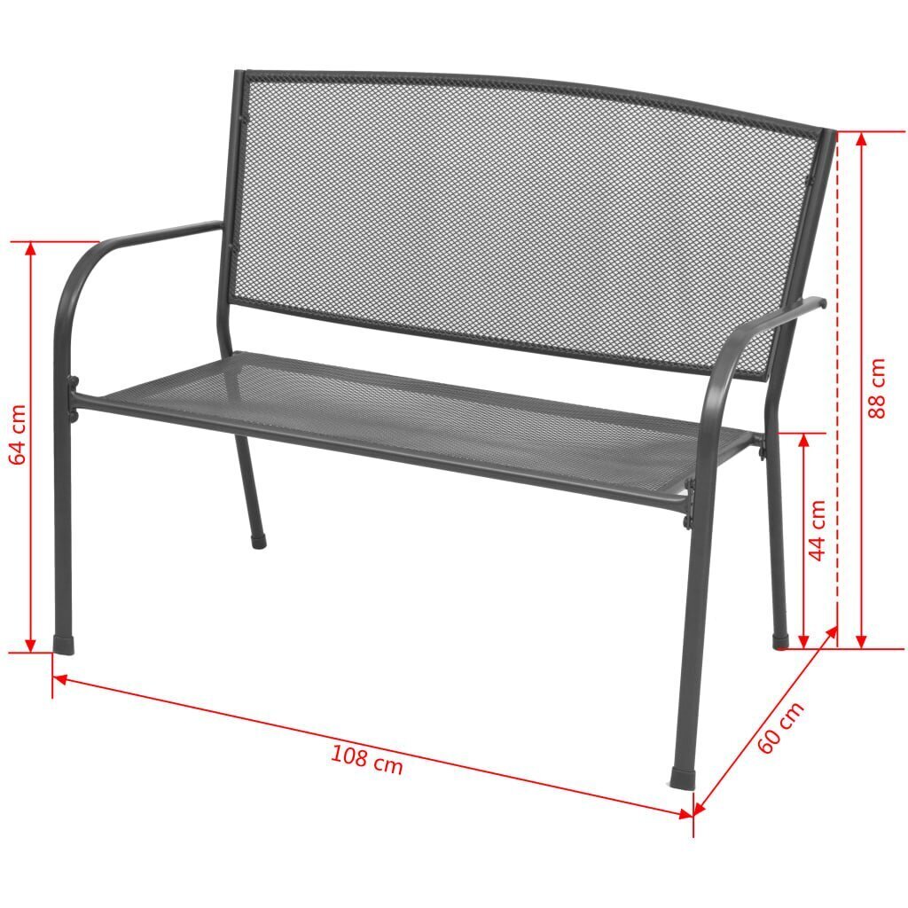 Dārza sols ar roku balstiem, tērauds, siets, 108x60x88 cm цена и информация | Dārza soli | 220.lv