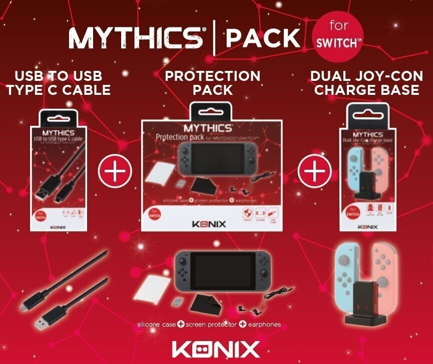 Konix Mythics Dual Charge Station For Nintendo Switch Joy-Con Black