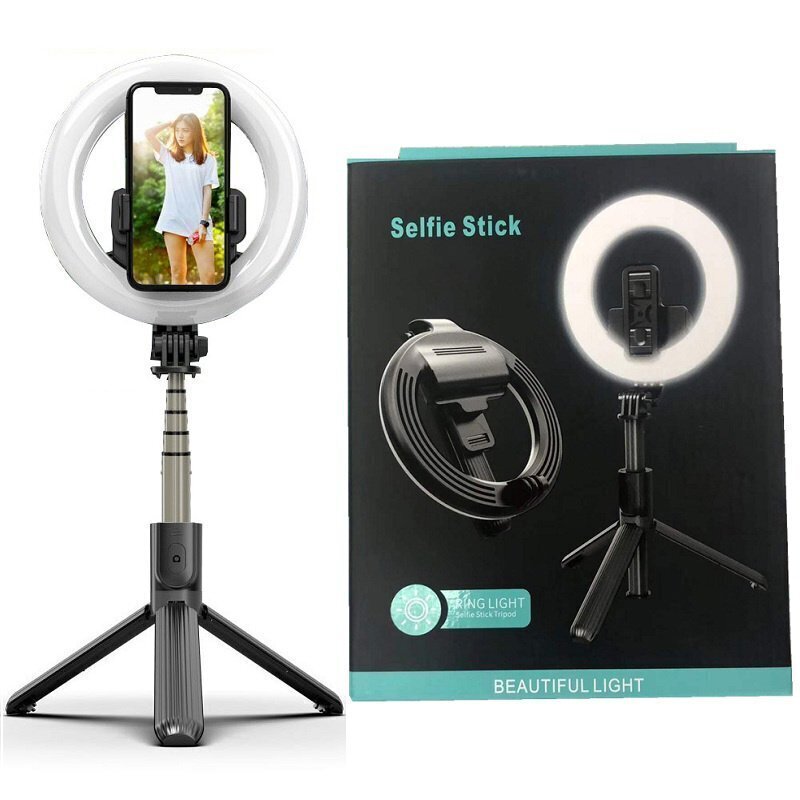 Hallo Vlogging Tripod Selfie tripods ar LED lampu / Tripod Statnis / Bluetooth Tālvadības pults / Melns цена и информация | Selfie Sticks | 220.lv