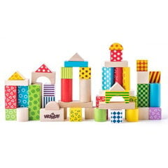 Woody 90906 Деревянные развивающие цветные кубики различных геометрических форм для построение (50шт.) в сортировочном ведре для детей от 1 года + цена и информация | Kонструкторы | 220.lv