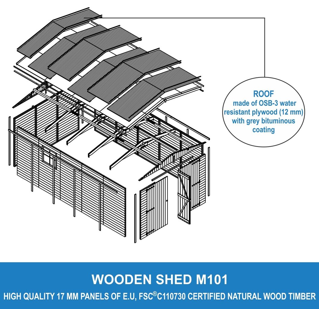 Koka garāža Timbela M101 цена и информация | Dārza mājiņas, šķūņi, malkas nojumes | 220.lv