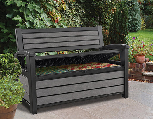 Uzglabāšanas sols Hudson Storage Bench 227L pelēks цена и информация | Dārza soli | 220.lv