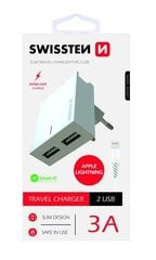 Swissten Premium Tīkla Lādētājs USB 3А / 15W Ar Lightning (MD818) vadu 120 cm Balts cena un informācija | Lādētāji un adapteri | 220.lv