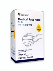 Sertificētas medicīnas maskas ar NANO filtru ar cilpām, 40 gab., BFE / VFE 99,9% цена и информация | Первая помощь | 220.lv