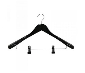 Вешалка широкого плеча с клипсами для брюк,черная цена и информация | Мешки для одежды, вешалки | 220.lv