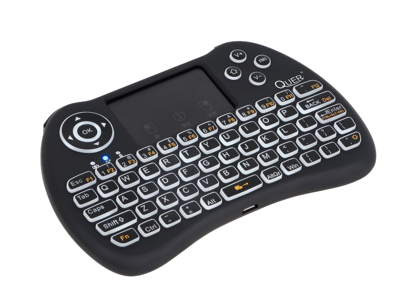 Quer Mini Q5 Bezvadu kompakta klaviatūra PC / PS4 / XBOX / Smart TV / Android + TouchPad /, melna (Ar Apgaismojumu) cena un informācija | Klaviatūras | 220.lv