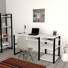 Письменный стол с полками Serho, белый/чёрный цена и информация | Компьютерные, письменные столы | 220.lv