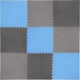 Aizsargājošs grīdas paklājs One Fitness 60x60x1 cm, 9 gab, zils/pelēks