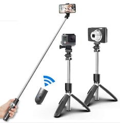 Riff L02 Universāla bezvadu selfi-nūja (pagar. līdz 100 cm) ar statīvu / slēdža pogu, Melna cena un informācija | Selfie Sticks | 220.lv