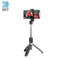 Riff L02 Universāla bezvadu selfi-nūja (pagar. līdz 100 cm) ar statīvu / slēdža pogu, Melna cena un informācija | Selfie Sticks | 220.lv