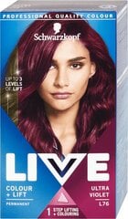 Matu krāsa Schwarzkopf Live Colour + Lift, L76 Ultra Violet (ultravioleta) cena un informācija | Matu krāsas | 220.lv