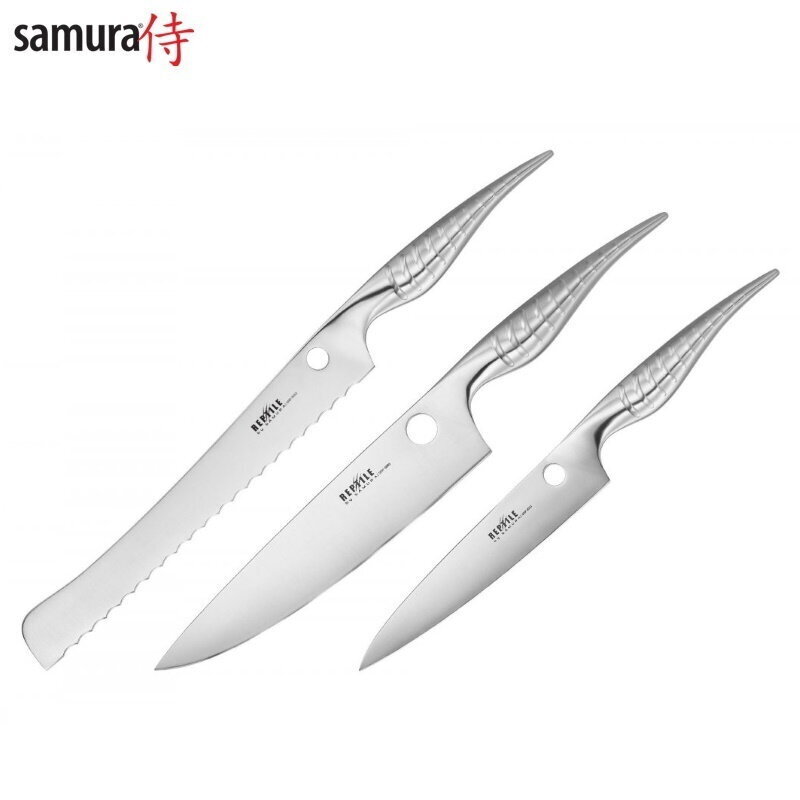 Samura REPTILE Nažu komplekts Paring 82 mm / Utility 168 mm / Chef's 200 mm no AUS 10 Japāņu tērauda 60 HRC цена и информация | Naži un to piederumi | 220.lv