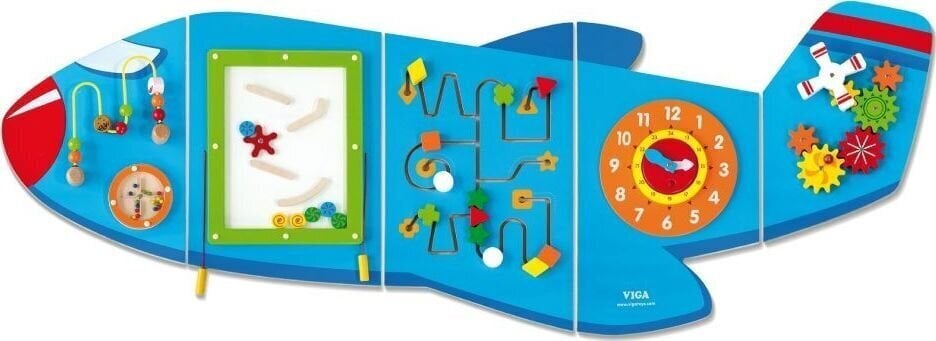 Daudzfunkcionāla, pie sienas piekarama koka rotaļlieta „Lidmašīna" cena un informācija | Rotaļlietas zīdaiņiem | 220.lv