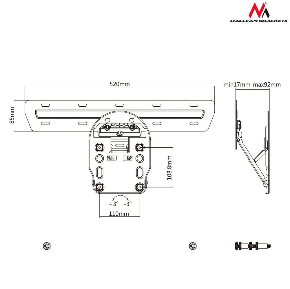 Maclean MC-806 49-65” цена и информация | TV kronšteini | 220.lv