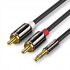 UGREEN AV102 2x RCA cable (Cinch) jack 3.5 mm 1.5m (black) cena un informācija | Kabeļi un vadi | 220.lv