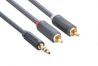 UGREEN 2 x RCA kabelis, 3,5 mm, 2 m, melns, AV102 цена и информация | Kabeļi un vadi | 220.lv