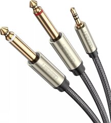 UGREEN kabelis TRS 3,5 mm līdz 2x TS 6,35 mm, 5 m, pelēks, AV126 цена и информация | Кабели и провода | 220.lv