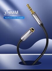 UGREEN AV118 AUX ligzdas audio pagarinātājs 3,5 mm 1,5 m, melns cena un informācija | Kabeļi un vadi | 220.lv