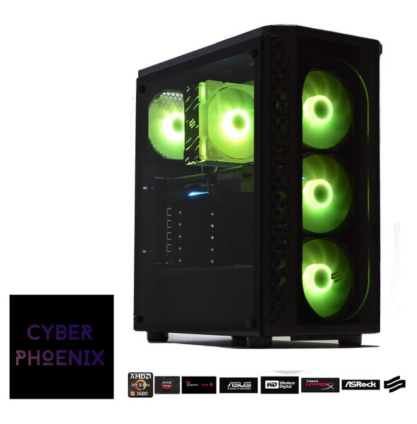 Cyber Phoenix PRO Gaming Spēļu dators Ryzen 5 3600XT / 16GB RAM / RX5600XT  6GB / 512GB NVMe + 2TB HDD / Windows 10 cena | 220.lv