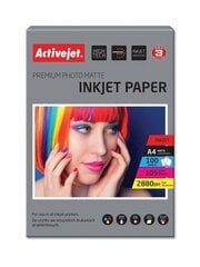 Matēts fotopapīrs Activejet AP4-105M100, 105 g/m², 100 lapas cena un informācija | Burtnīcas un papīra preces | 220.lv