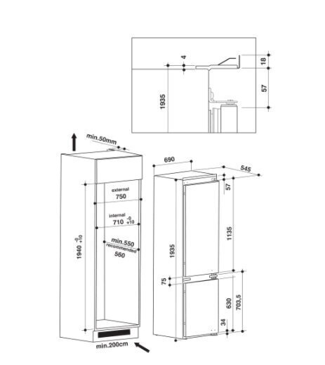 Iebūvēts ledusskapis Whirlpool SP40 802 EU 2 цена и информация | Ledusskapji | 220.lv