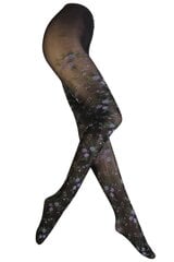 Женские элегантные колготки черного цвета с узором из роз фиолетового цвета BARI 60 den цена и информация | Колготки | 220.lv