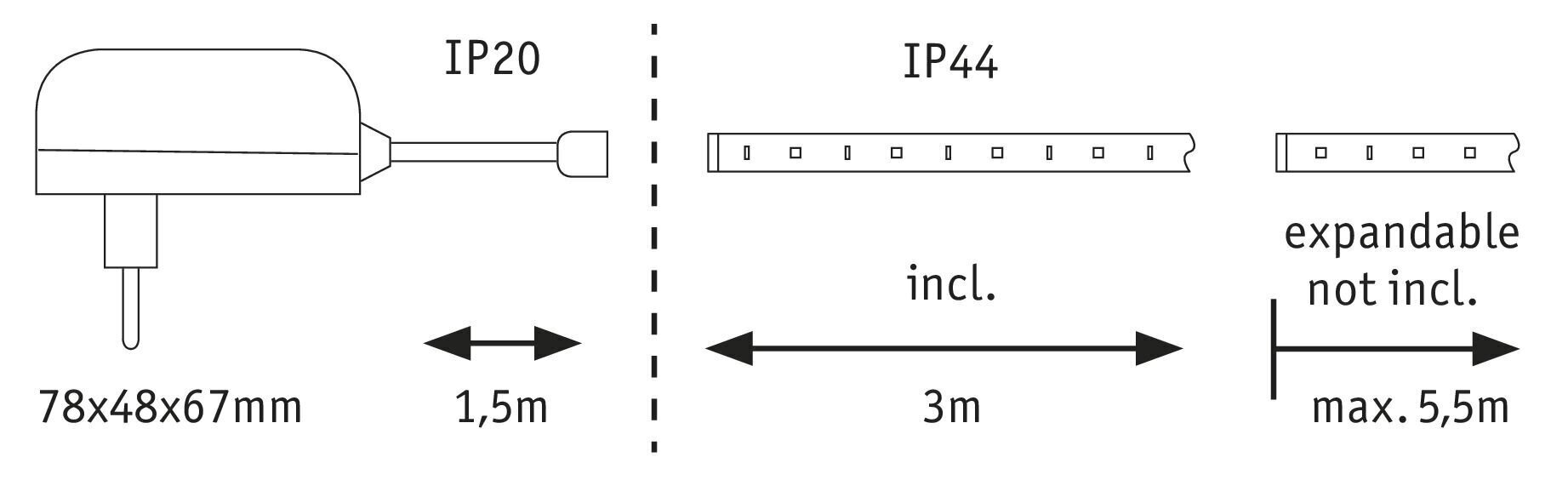 Paulmann LED IP44 WW lentas komplekts 3m 79869 cena un informācija | LED lentes | 220.lv